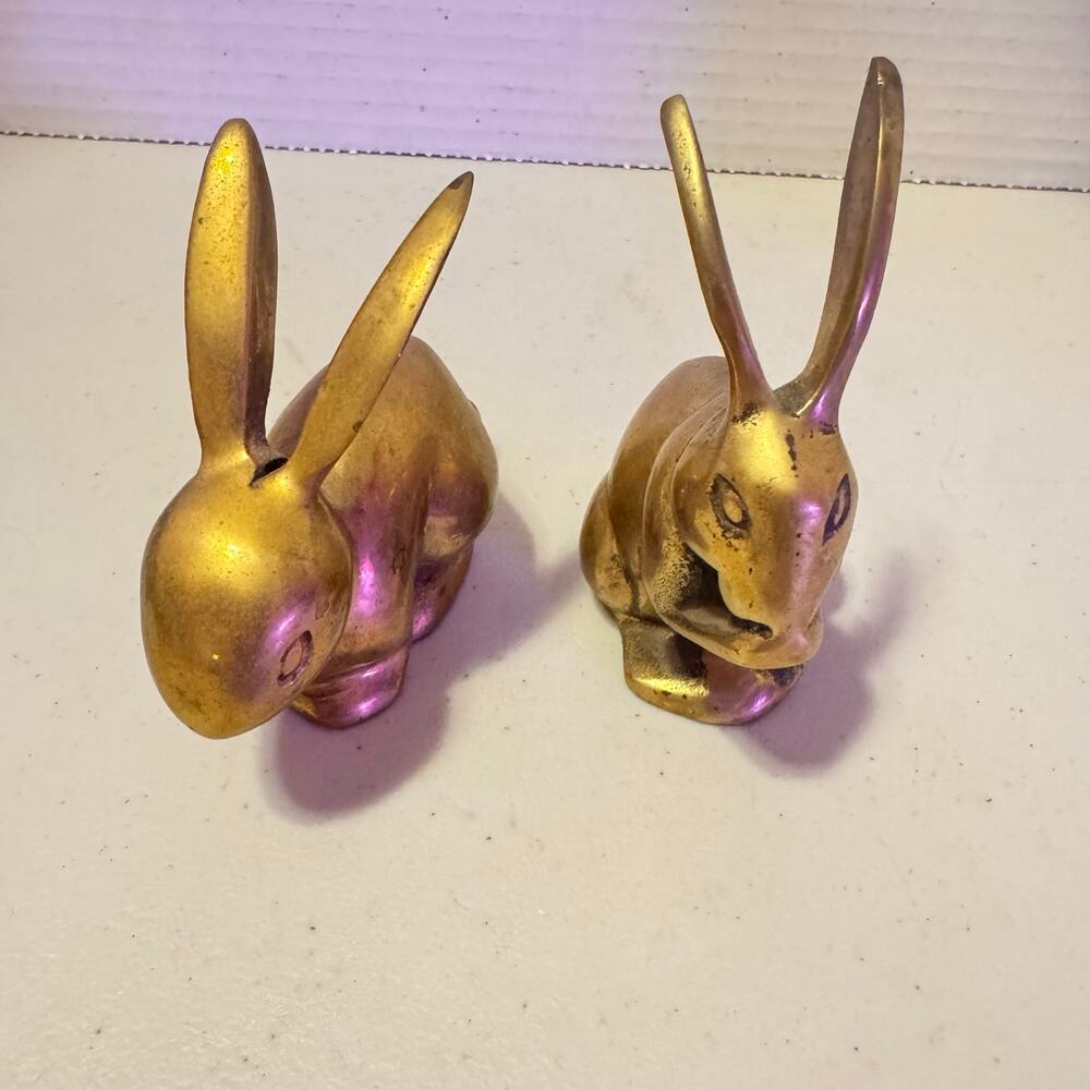 Solid Brass Rabbits (2) 3”x3” SUPER CUTE!!!